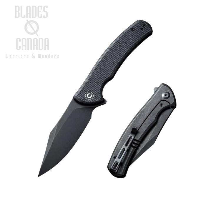 CIVIVI Sinisys Flipper Framelock Knife, 14C28N Black SW, G10 Black, 20039-1