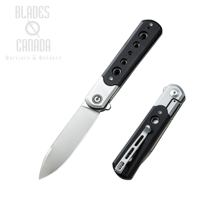 CIVIVI Banneret Flipper Framelock Knife, Nitro-V, Steel/G10 Black, 20040D-2