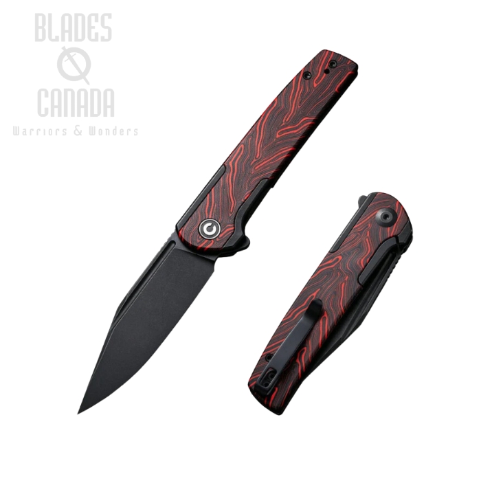 CIVIVI Cachet Flipper Framelock Knife, 14C28N Black SW, Steel/G10 Black/Red, 20041C-1