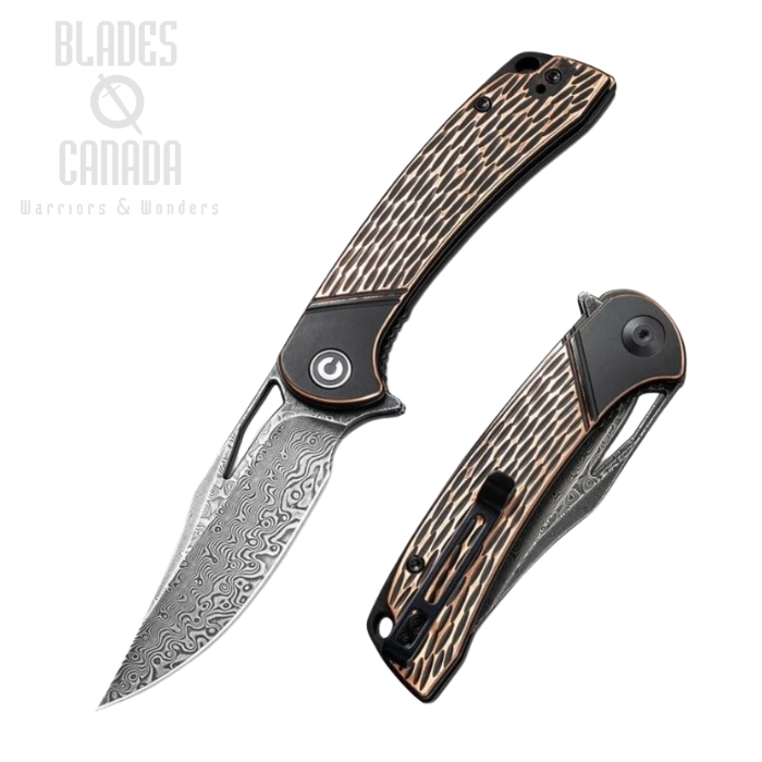 CIVIVI Dogma Flipper Folding Knife, Damascus, Copper Black, 2005DS-2