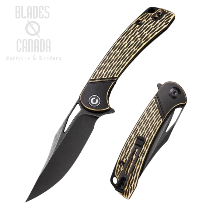 CIVIVI Dogma Flipper Folding Knife, D2, Brass Handle, 2005E