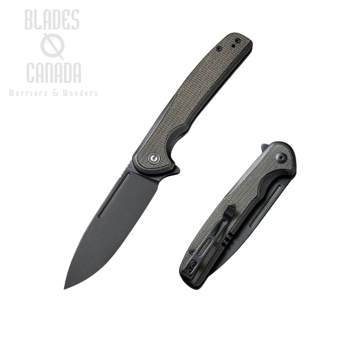 CIVIVI Voltaic Flipper Framelock Knife, 14C28N Black SW, Micarta Green, C20060-3