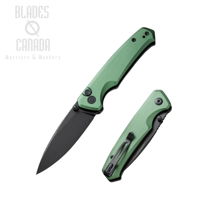 CIVIVI Altus Button Lock Folding Knife, Nitro-V Black SW, Aluminum Green, C20076-5