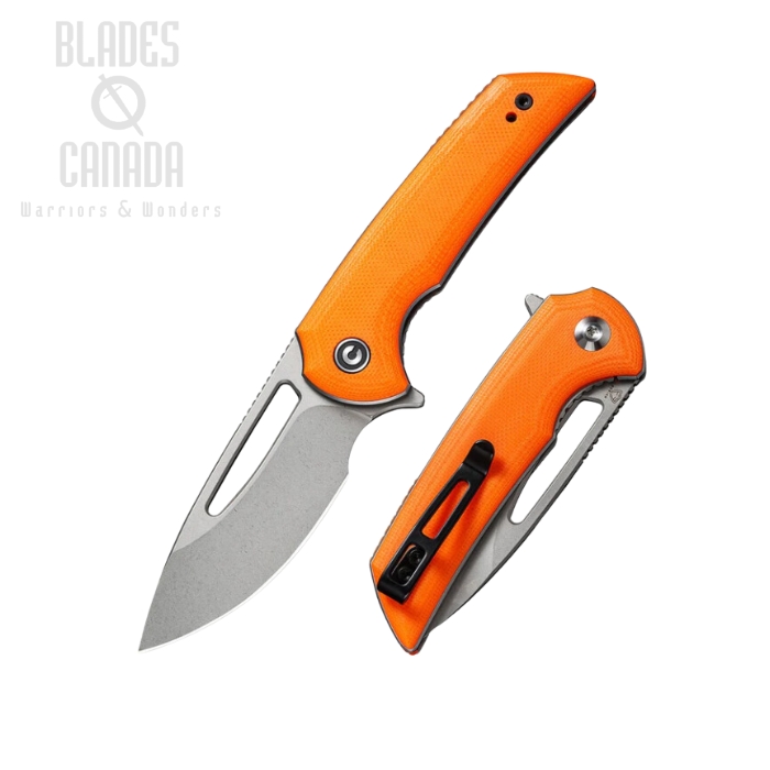 CIVIVI Odium Flipper Folding Knife, D2, G10 Orange, 2010B