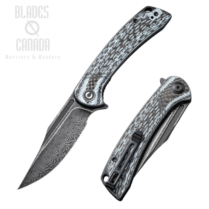 CIVIVI Dogma Flipper Folding Knife, Damascus, G10/CF, 2014DS-1