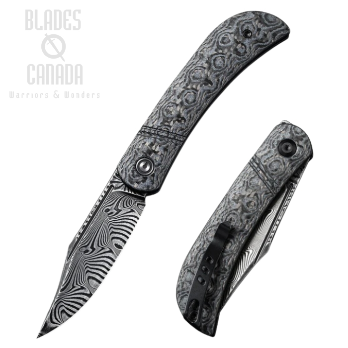 CIVIVI Appalachian Drifter Slipjoint Folding Knife, Damascus, Carbon Fiber, 2015DS1