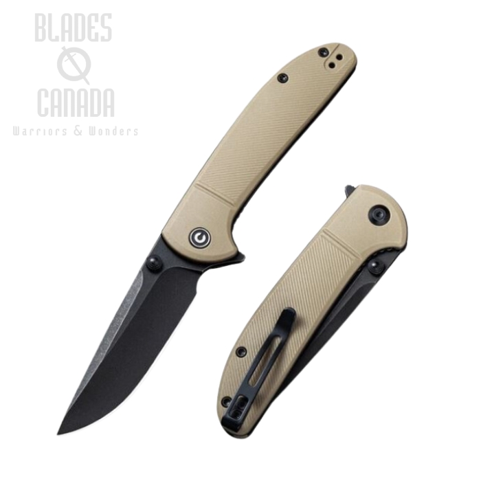 CIVIVI Badlands Vagabond Flipper Folding Knife, FRN Tan, 2019A