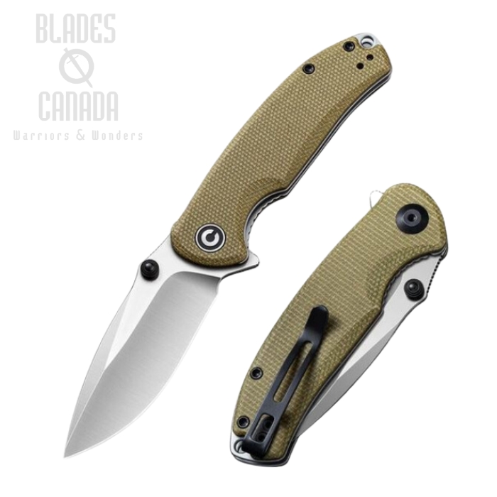 CIVIVI Pintail Flipper Folding Knife, CPM S35VN, Micarta Olive, 2020B