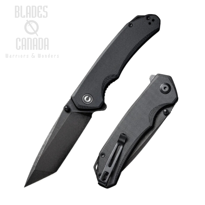 CIVIVI Brazen Flipper Folding Knife, D2 Black, G10 Black, 2023C