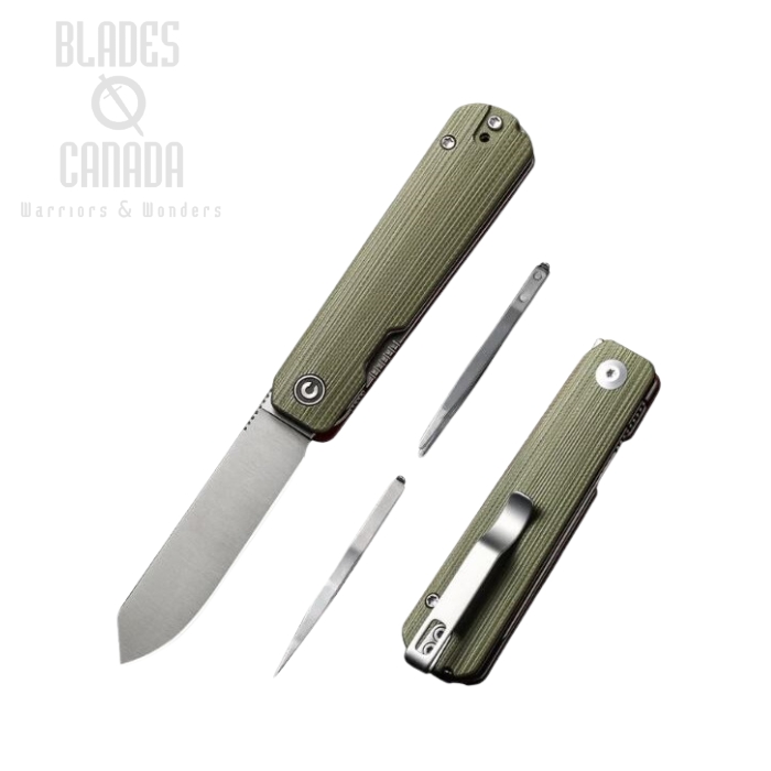 CIVIVI Sendy Flipper Folding Knife, Satin Nitro-V, Green G-10, C21004B-1