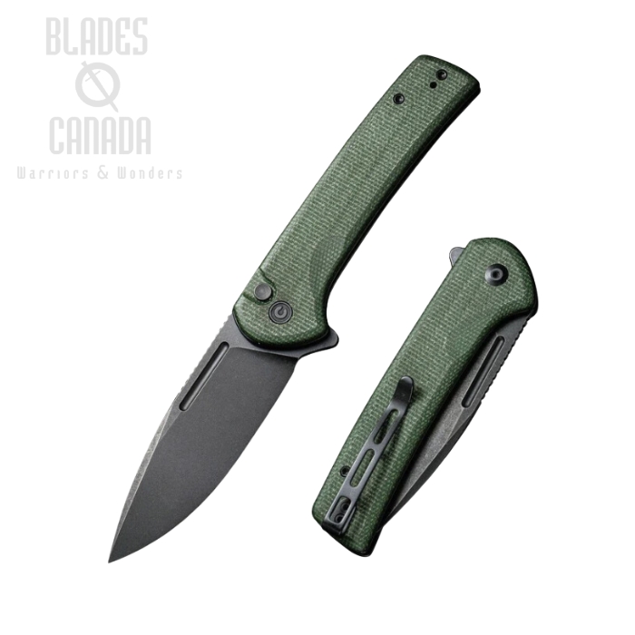 CIVIVI Conspirator Flipper Folding Button Lock Knife, Nitro-V, Micarta Green, C21006-2