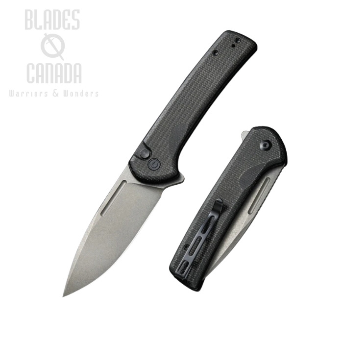 CIVIVI Conspirator Flipper Folding Button Lock Knife, Nitro-V, Micarta Black, 21006-1