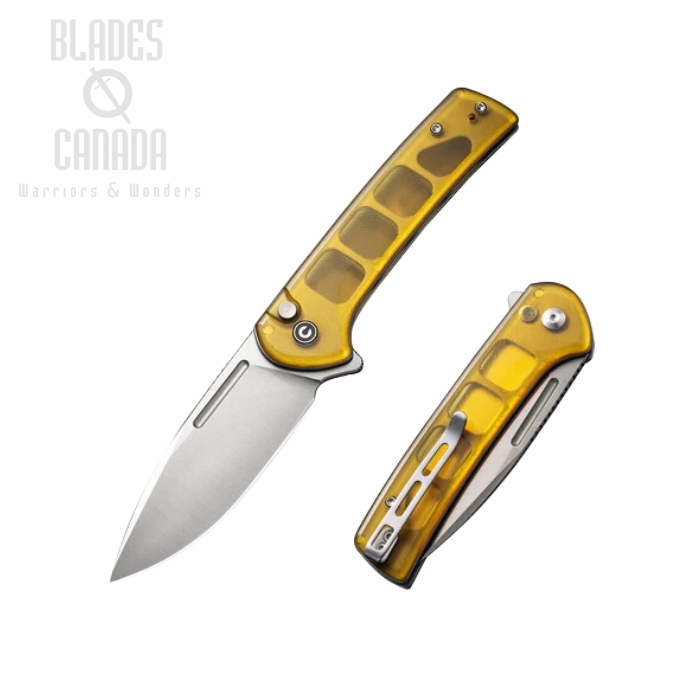 CIVIVI Conspirator Flipper Button Lock Folding Knife, Nitro-V Satin, Ultem, C21006-5