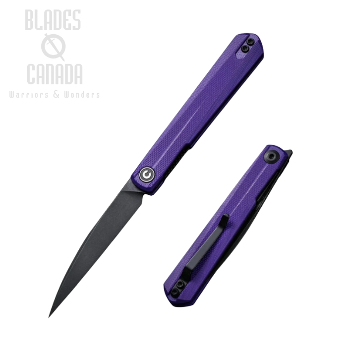 CIVIVI Clavi Flipper Folding Knife, Nitro-V Black SW, G10 Purple, C21019-2