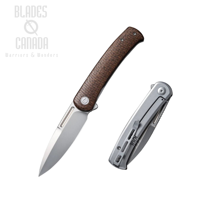 CIVIVI Cetos Flipper Framelock Knife, 14C28N Sandvik, Micarta Brown, 21025B-1