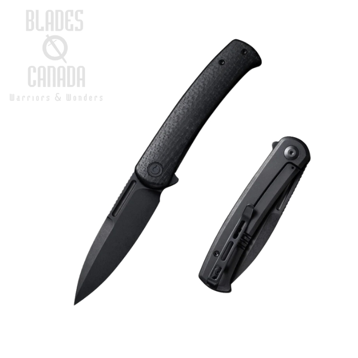 CIVIVI Cetos Flipper Framelock Knife, 14C28N Black SW, Micarta Black, 21025B-2