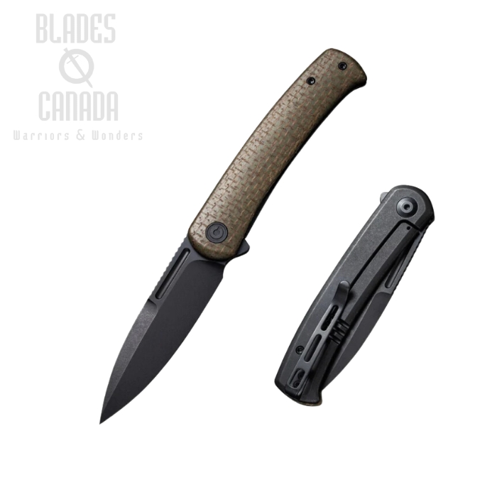 CIVIVI Cetos Flipper Framelock Knife, 14C28N Black SW, Micarta Black, C21025B-3