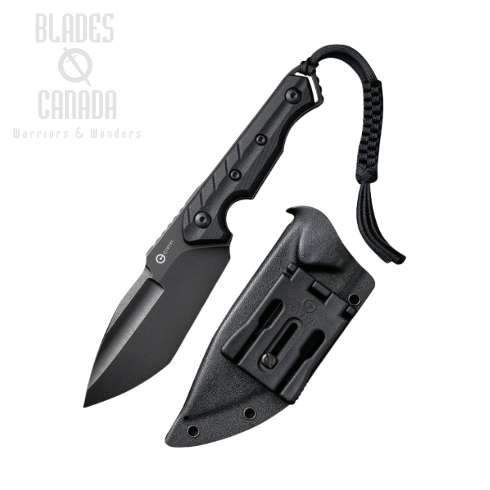 CIVIVI Maxwell Fixed Blade Knife, D2 Black, G10 Black, Kydex Black, C21040-1