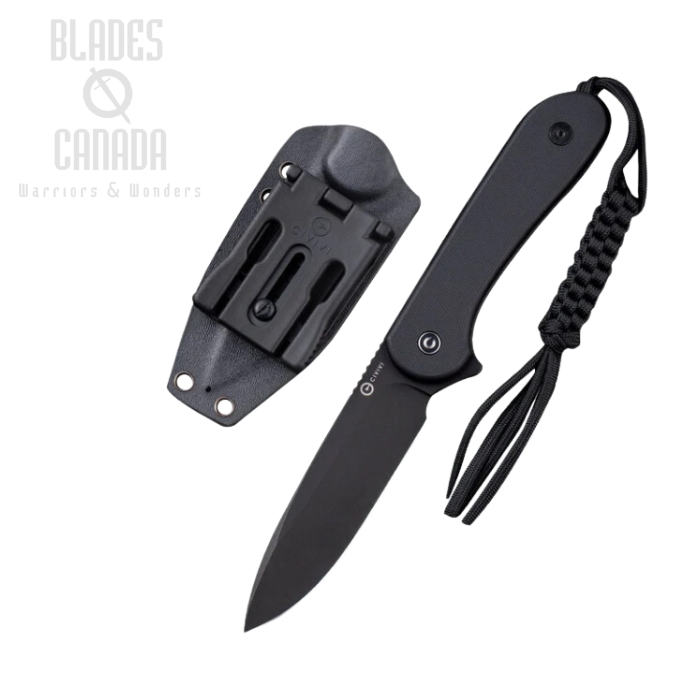 CIVIVI Elementum Fixed Blade Knife, D2, G10 Black, Kydex Sheath, 2105A