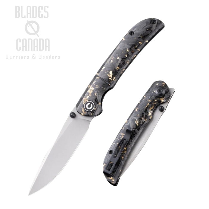 CIVIVI Imperium Flipper Folding Knife, Nitro-V, Gold Shreded Carbon Fiber, 2106A