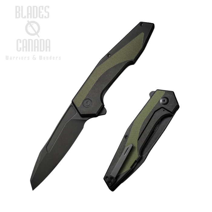 CIVIVI Hypersonic Flipper Framelock Knife, 14C28N Black SW, G10 OD Green/Steel Black, C22011-1