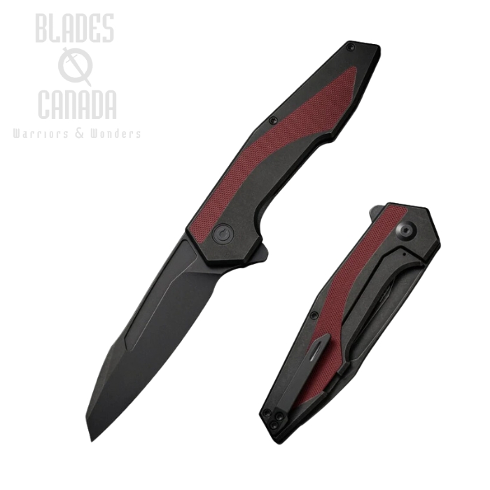 CIVIVI Hypersonic Flipper Framelock Knife, 14C28N Black SW, G10 Burgundy/Steel Black, C22011-3