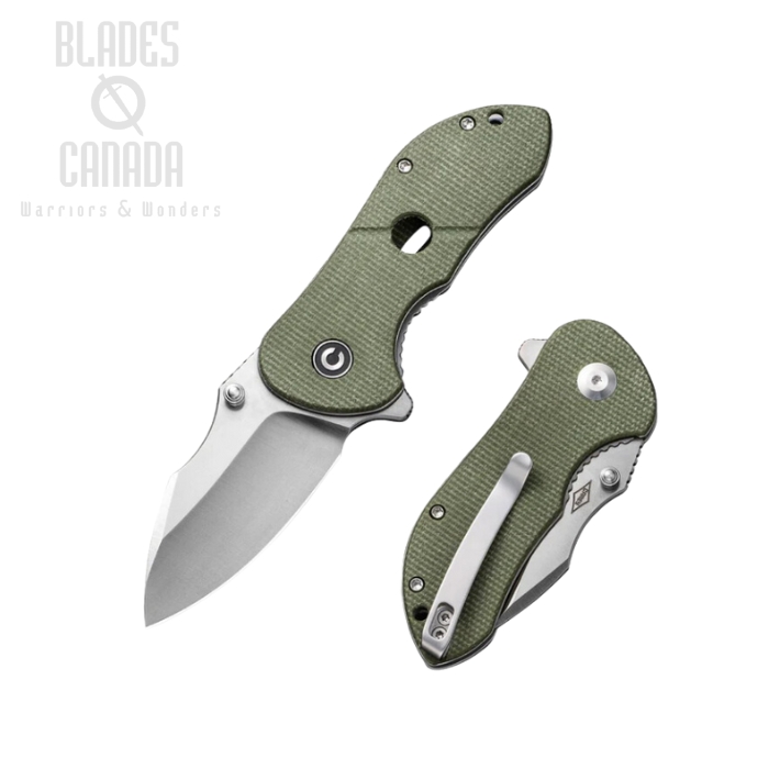 CIVIVI Gordo Flipper Folding Knife, D2 Satin, Micarta Olive, C22018C-2