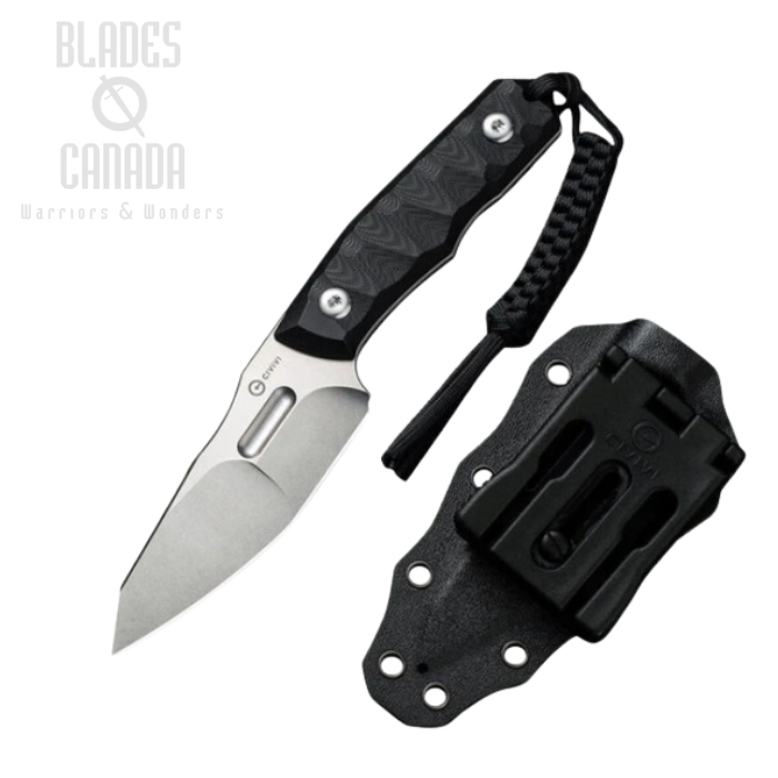 CIVIVI Propugnator Fixed Blade Knife, D2, G10 Black, Kydex Sheath, C23002-1