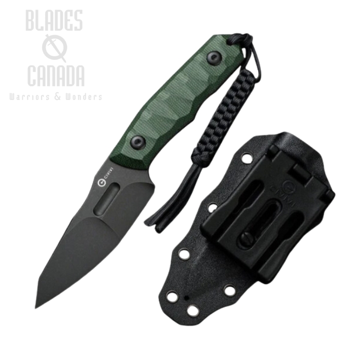 CIVIVI Propugnator Fixed Blade Knife, D2 Black, Micarta Black, Kydex Sheath, C23002-2