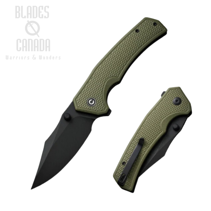 CIVIVI Vexillum Flipper Folding Knife, Nitro-V Black SW, G10 OD Green Milled, C23003D-2