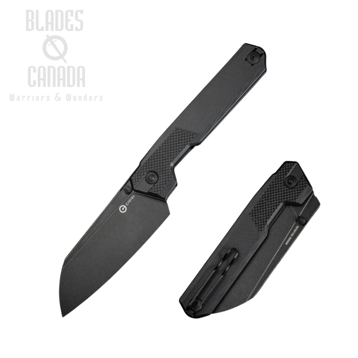 CIVIVI Hid Folding Knife, 14C28N Black, G-10 Black, C23008-1