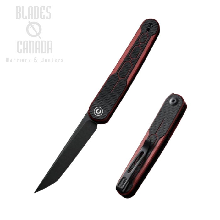 CIVIVI KwaiQ Flipper Folding Knife, Nitro-V Black SW, G10 Black/Burgundy, C23015-1