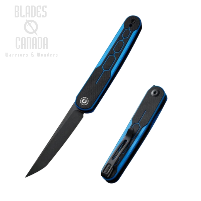 CIVIVI KwaiQ Flipper Folding Knife, Nitro-V Black SW, G10 Blue/Black, C23015-3