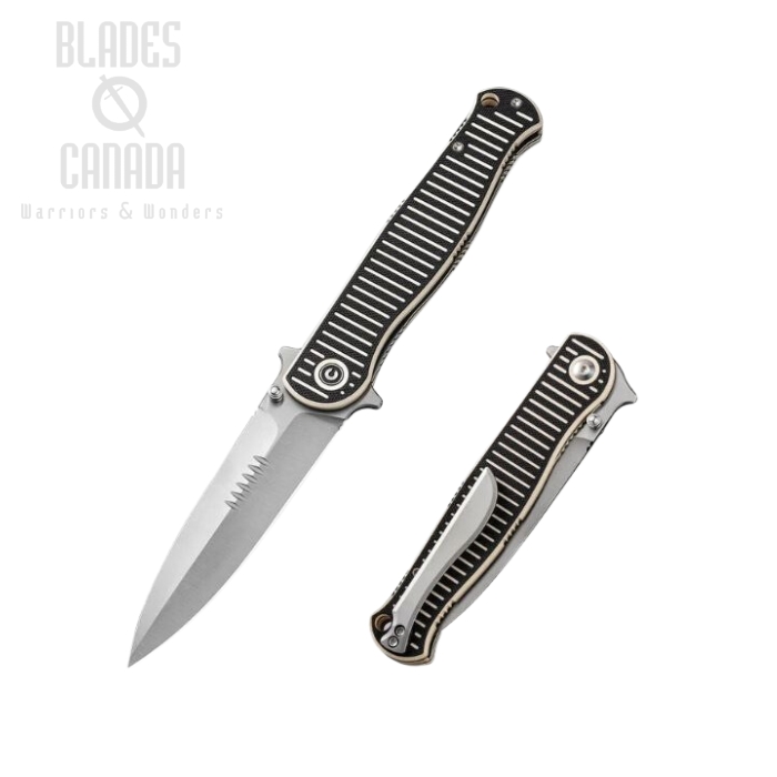 CIVIVI RS71 Flipper Folding Knife, Satin Nitro-V, Ivory/Black G-10, C23025-1