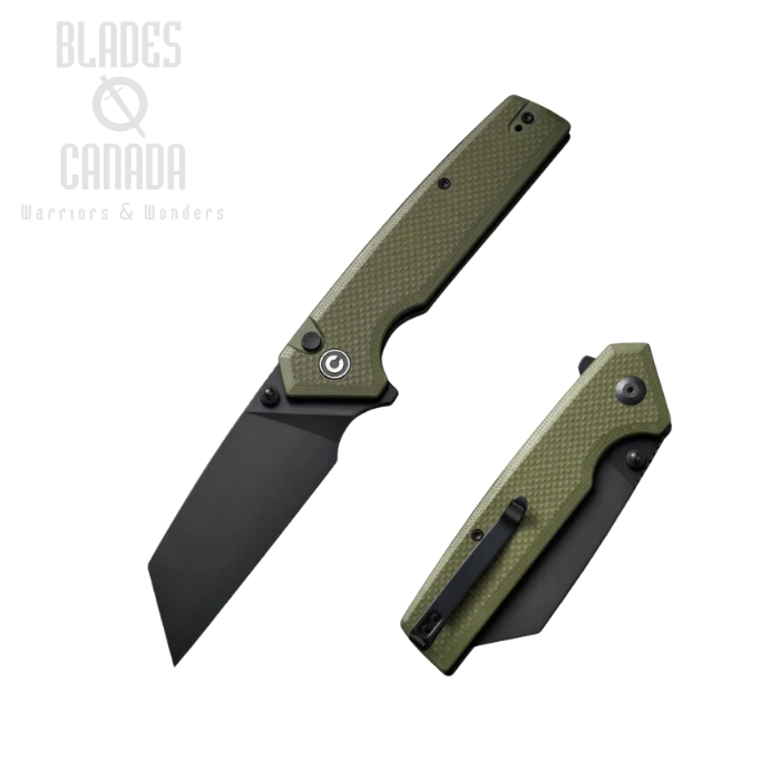 CIVIVI Amirite Flipper Button Lock Knife, Nitro-V Black, G10 Green, C23028-3