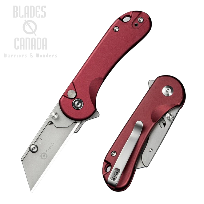 CIVIVI Elementum Utility Folding Knife, Replaceable Blades, Burgundy Aluminum, C23039B-5