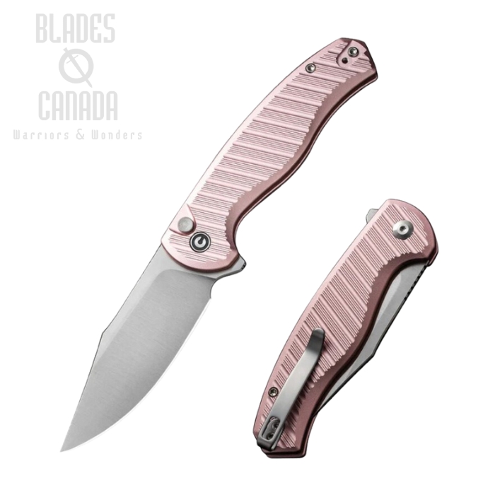 CIVIVI Stormhowl Flipper Folding Knife, Nitro-V, Pink Aluminum, C23040B-3