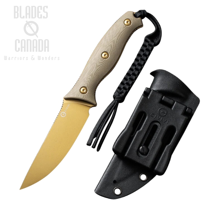 CIVIVI Stormridge Fixed Blade Knife, Nitro-V Tan, G10 Tan, C23041-2