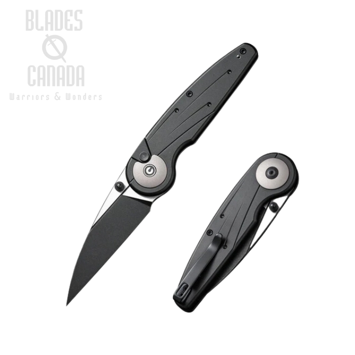 CIVIVI Starflare Button Lock Folding Knife, Nitro-V Black/Satin, Aluminum Black, C23052-1