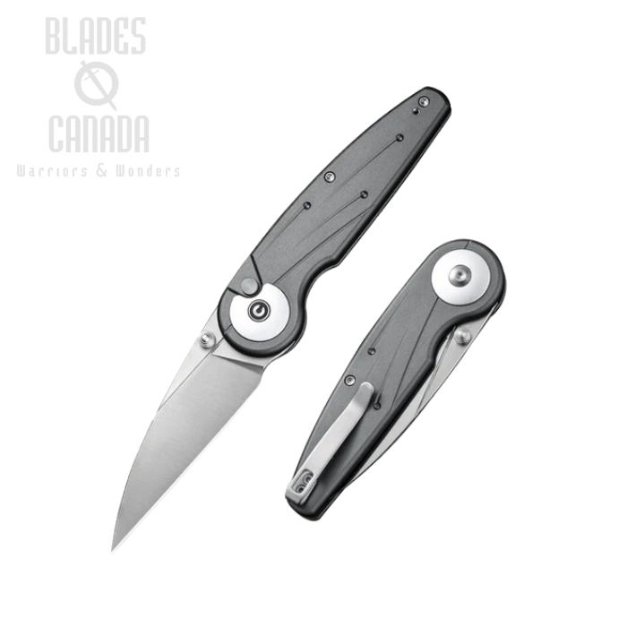 CIVIVI Starflare Button Lock Folding Knife, Nitro-V Satin, Aluminum Gray, C23052-2