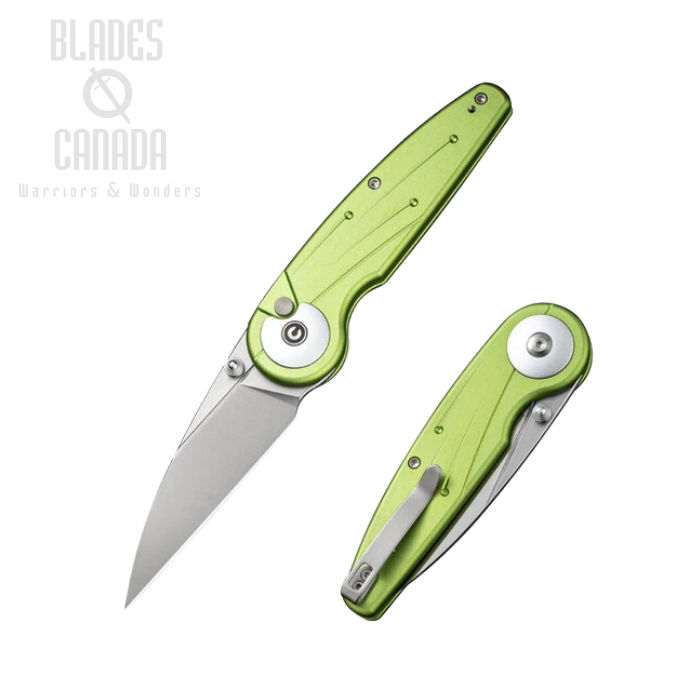 CIVIVI Starflare Button Lock Knife, NItro-V Satin, Aluminum Lime Green, C23052-3