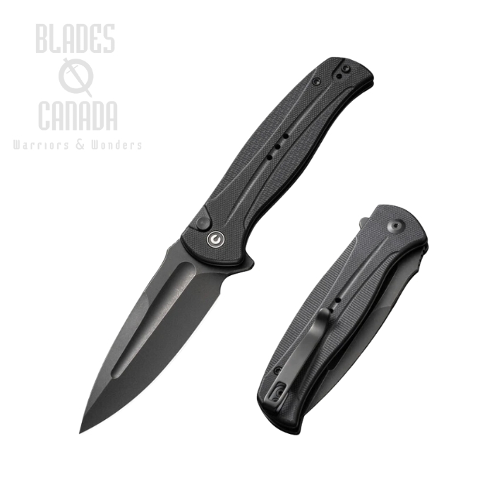 CIVIVI Incindie Flipper Folding Knife, 14C28N Black, Black G-10, C23053-1