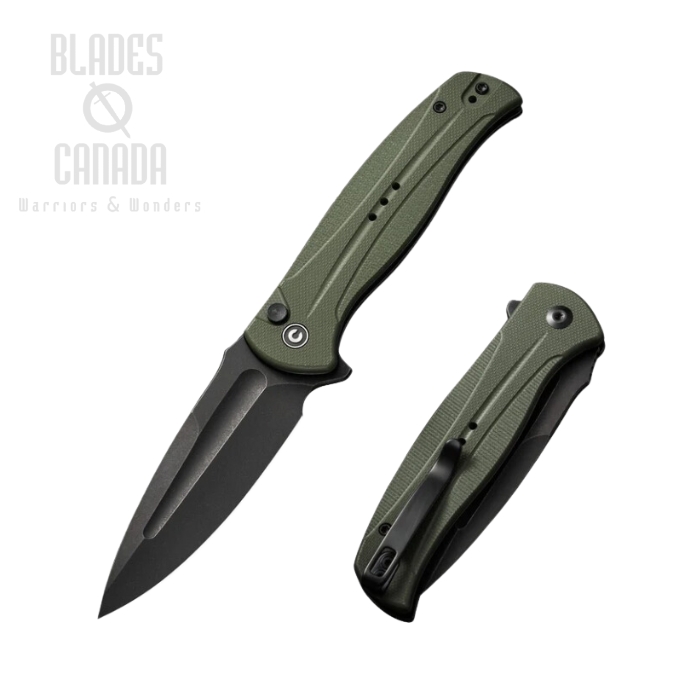 CIVIVI Incindie Flipper Folding Knife, 14C28N Black, Green G-10, C23053-2