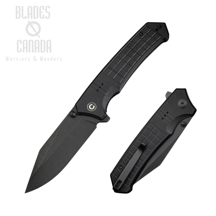 CIVIVI Tacticorix Flipper Folding Knife, Nitro-V Black, G10 Black, C23055-1