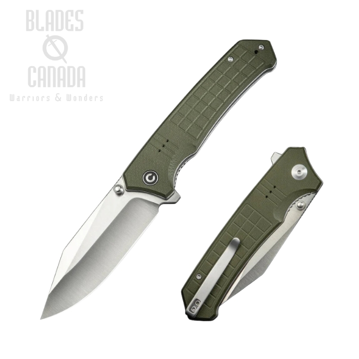 CIVIVI Tacticorix Flipper Folding Knife, Nitro-V Satin, G10 OD Green, C23055-2