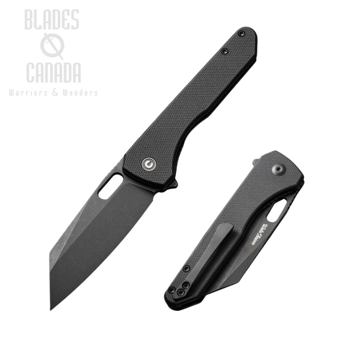 CIVIVI Nugz Flipper Folding Knife, 14C28N Black, G10 Black, C23060-1