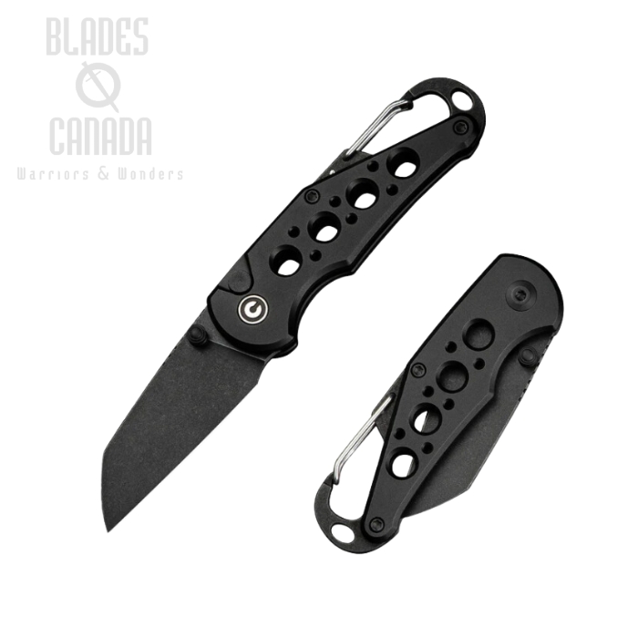 (PRE-PURCHASE)CIVIVI Pragma Carabiner Folding Knife, Nitro-V Black, Aluminum Black, C23062B-1