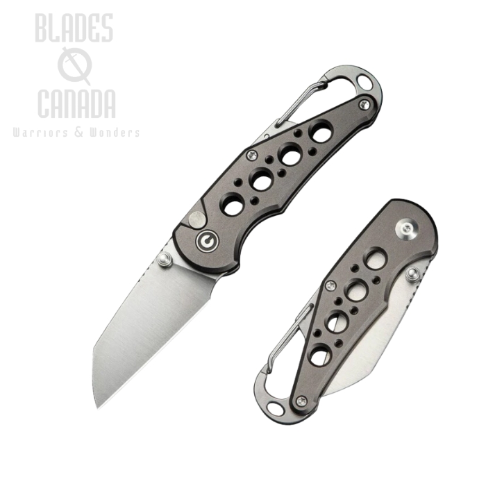 (PRE-PURCHASE)CIVIVI Pragma Carabiner Folding Knife, Nitro-V Satin, Aluminum Gray, C23062B-2