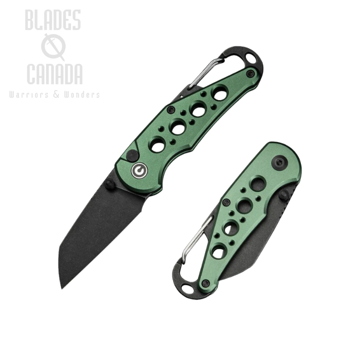 (PRE-PURCHASE)CIVIVI Pragma Carabiner Folding Knife, Nitro-V Black, Aluminum Green, C23062B-3