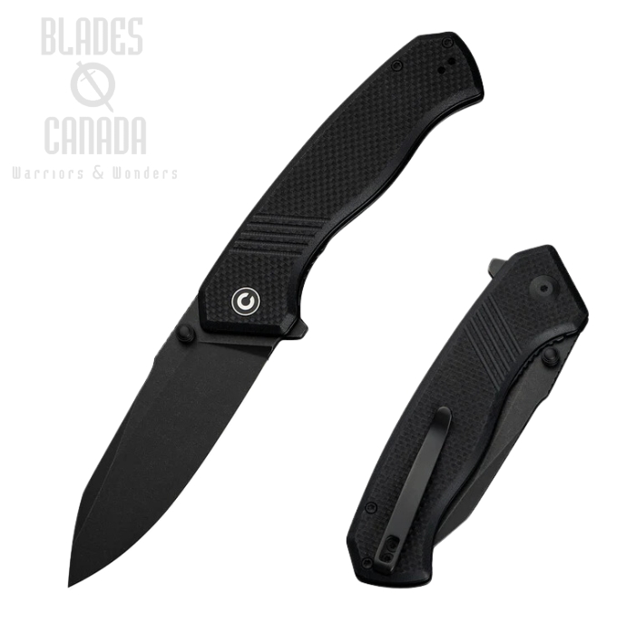 CIVIVI Placoid Flipper Folding Knife, 14C28N Black, G10 Black, C23079-1